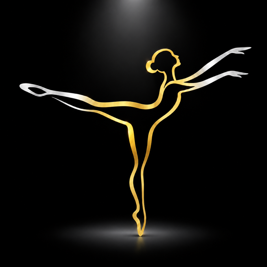 The Arabesque dancer in gold and silver